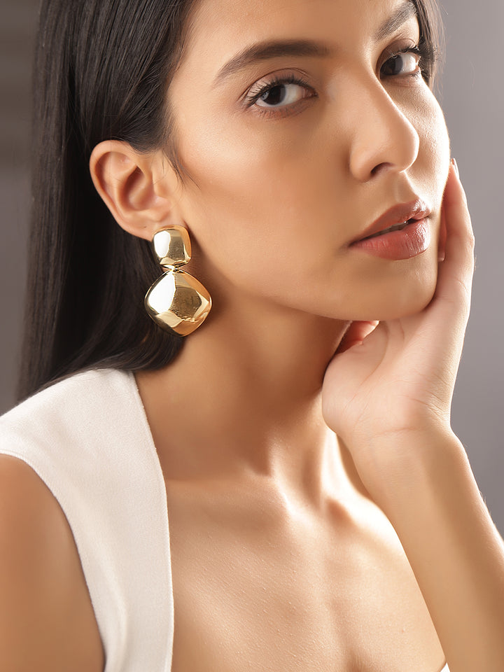 Gold Plated Elegant Geometry Pattern Drop Earrings