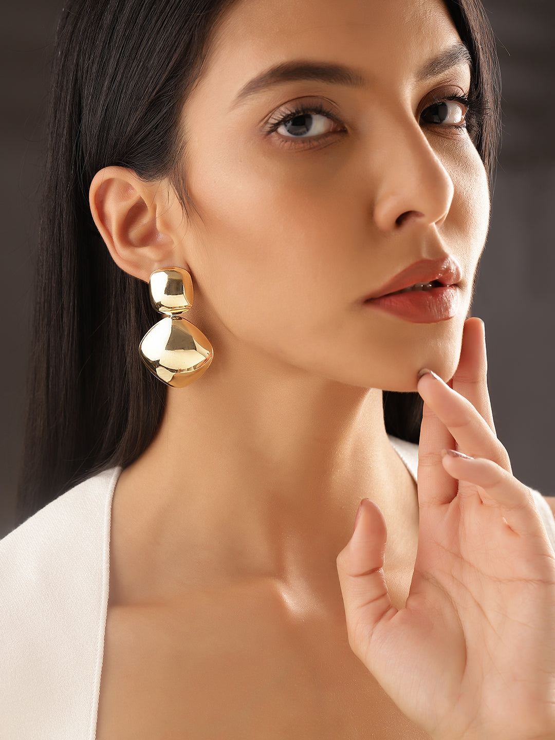 Gold Plated Elegant Geometry Pattern Drop Earrings