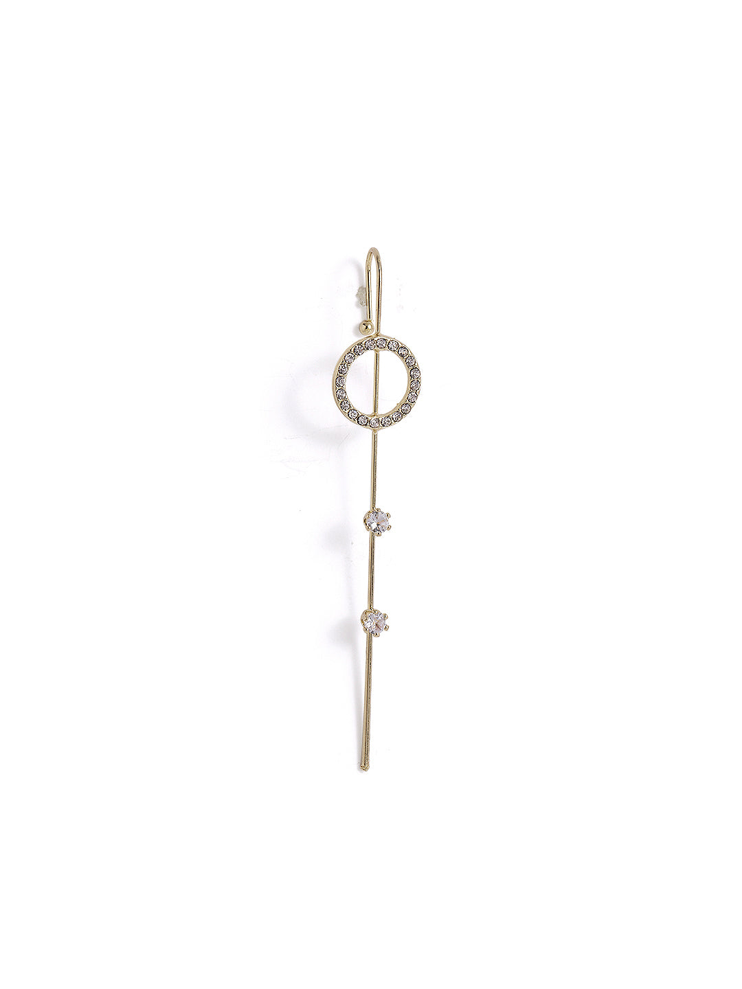 Geometrical White Stoned Design Elegant Gold Plated Ear Cuff Earring