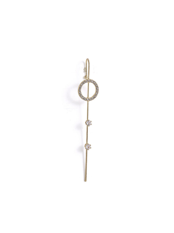 Geometrical White Stoned Design Elegant Gold Plated Ear Cuff Earring