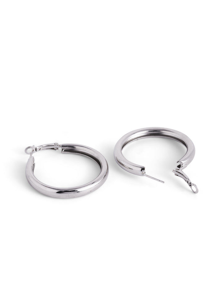 4 Pair of Elegant Silver Plated Fancy Combo Hoops Earrings