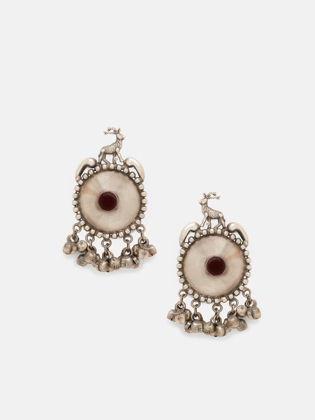 Priyaasi Silver Plated Oxidized Kemp Drop Earrings