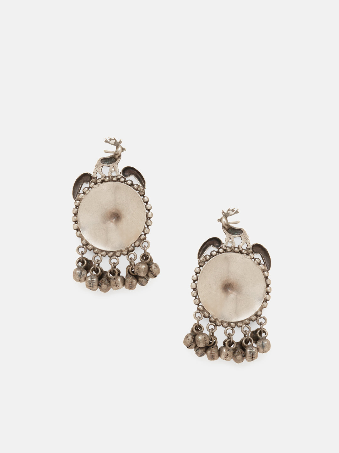 Priyaasi Silver Plated Oxidized Kemp Drop Earrings