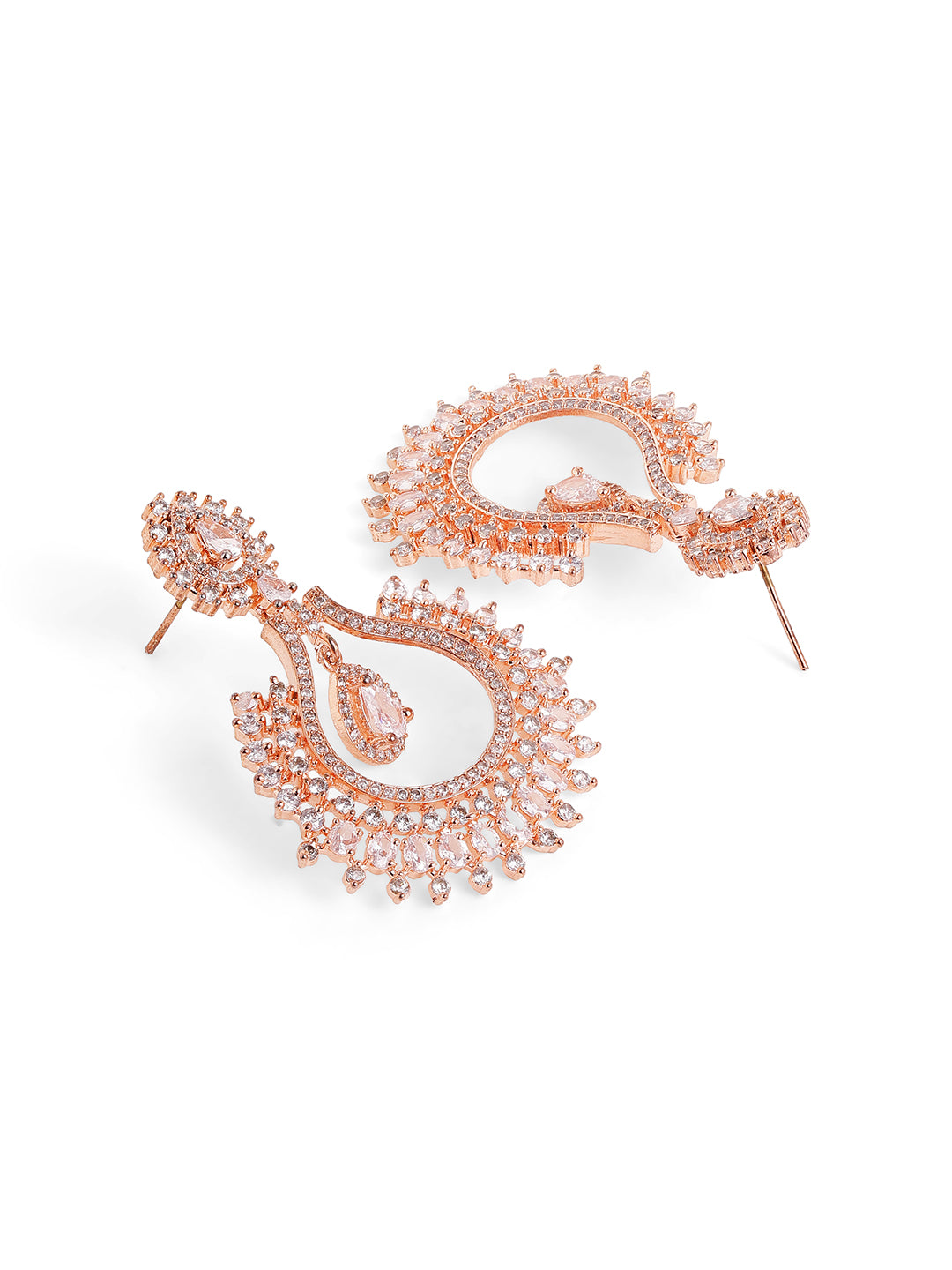 Rosegold Plated Chandbali Style AD Fancy Elegant Earrings