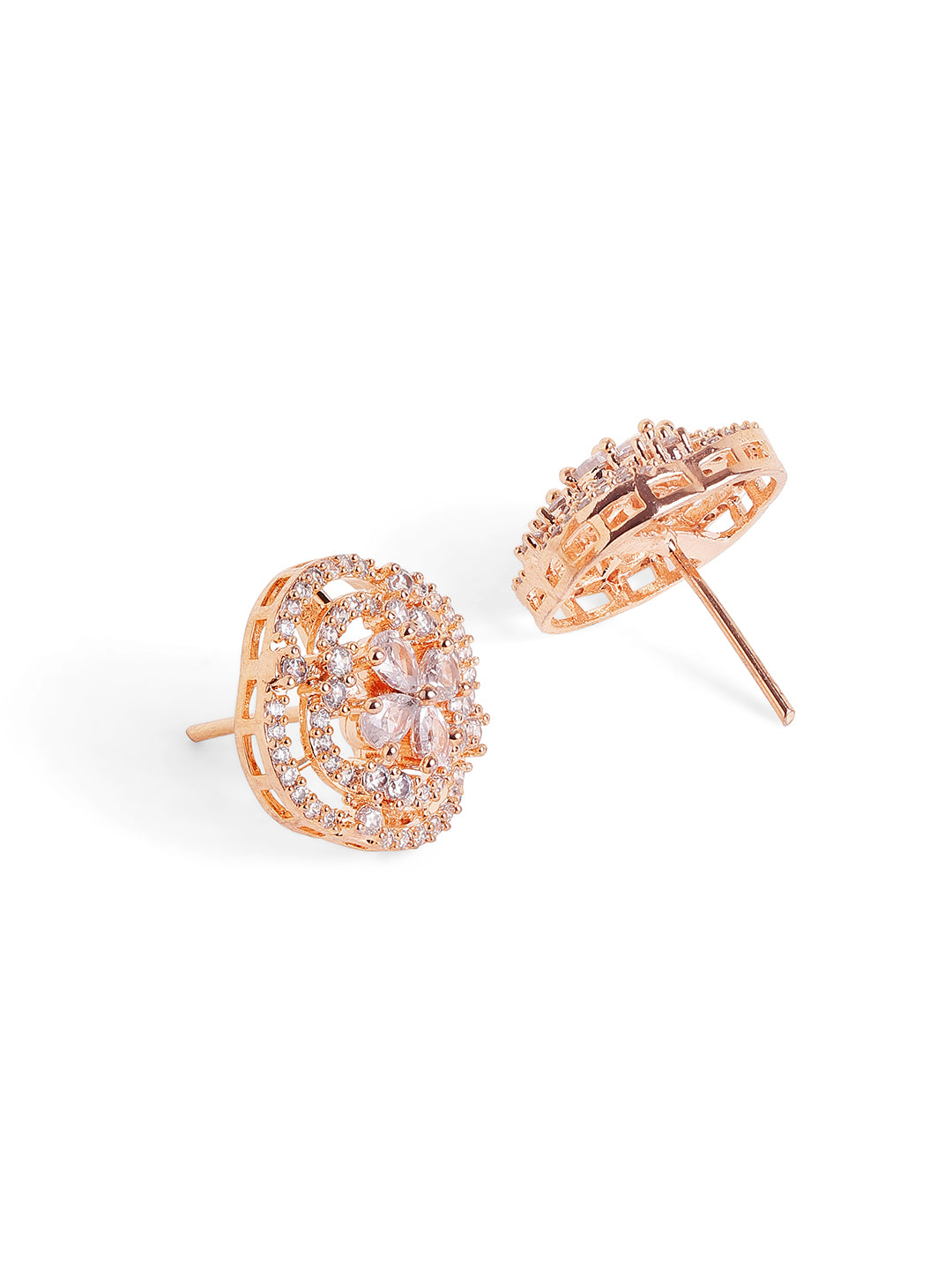 Blossom Fancy Elegance AD Rosegold Plated Stud Earrings