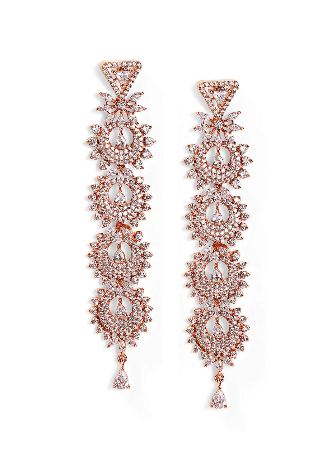 Mini Chandbali Styles Rose gold Plated Floral Pattern Drop Earrings