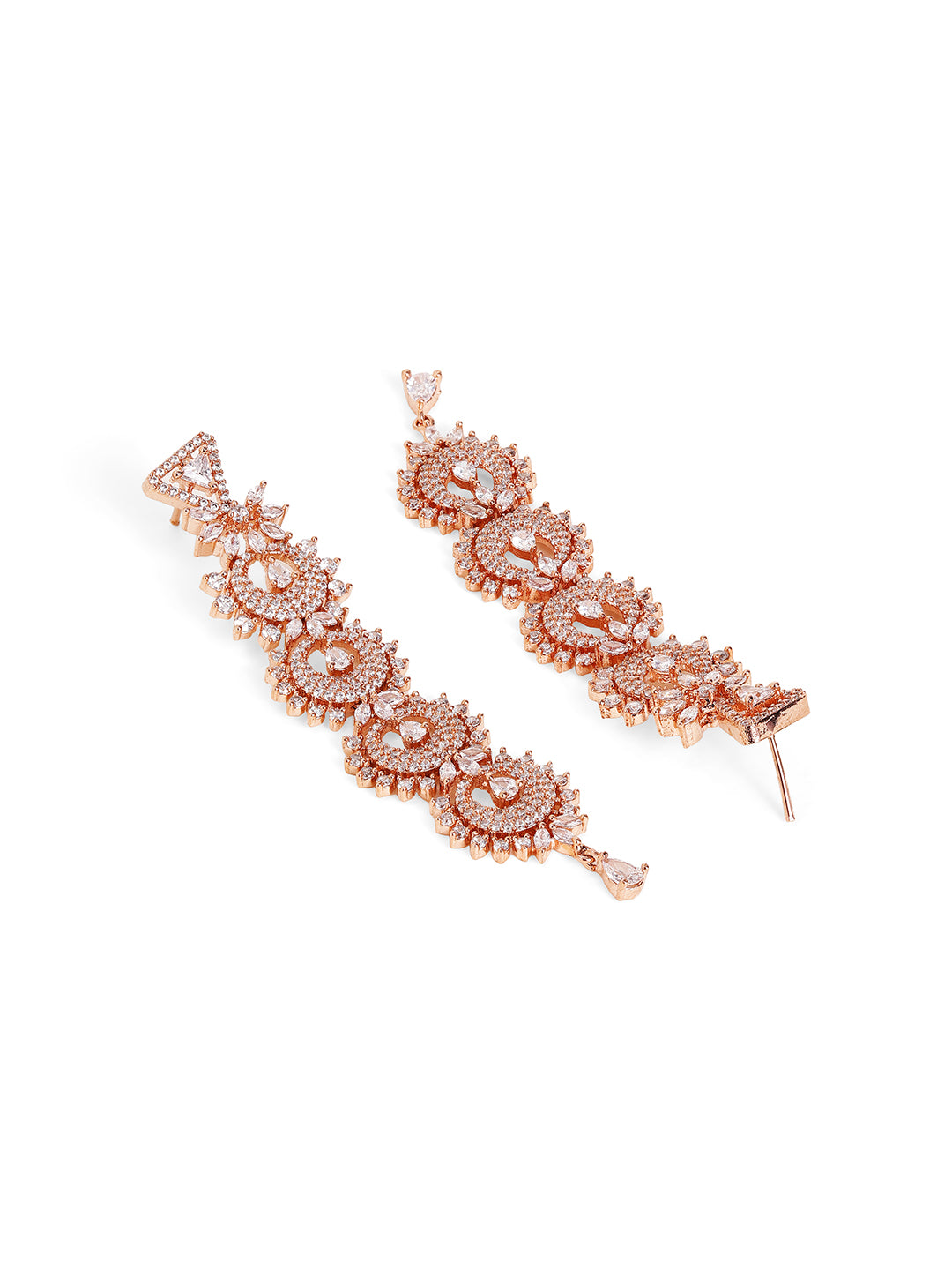 Mini Chandbali Styles Rose gold Plated Floral Pattern Drop Earrings