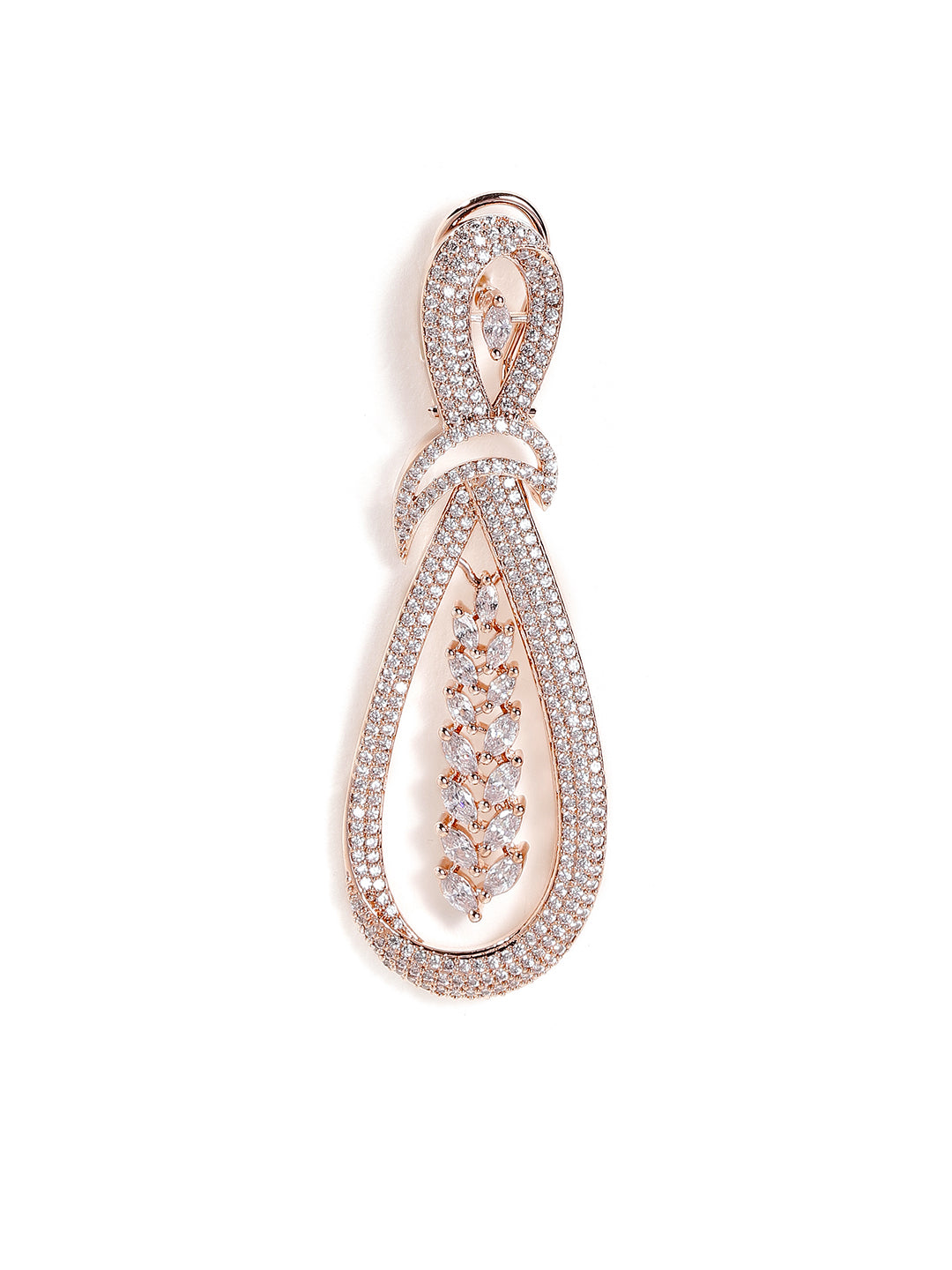 Statement Elegance American Diamond Rosegold Plated Drop Earrings