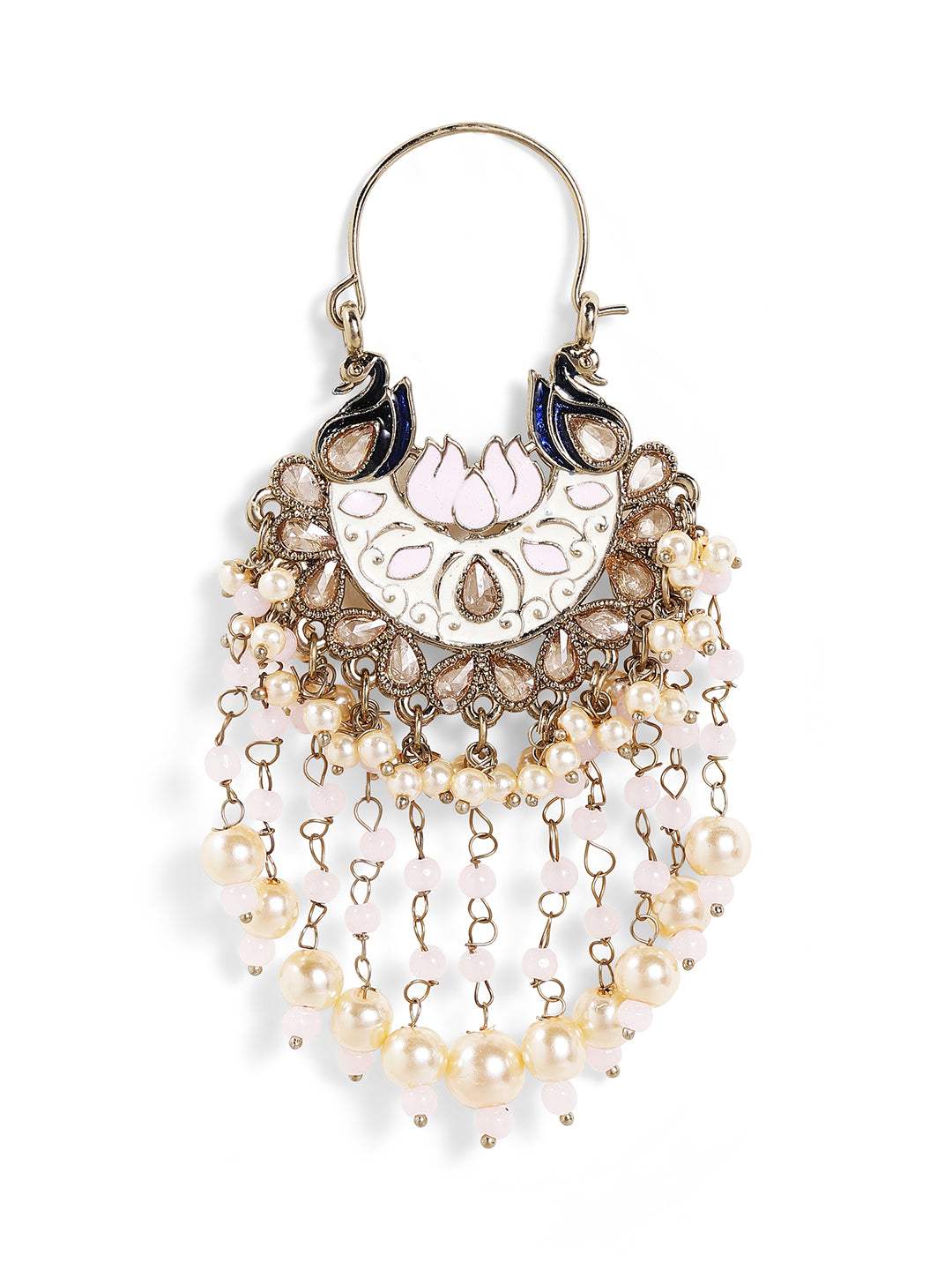Pink Elegance Peacock Pattern Meenakari Design Gold Plated Earrings