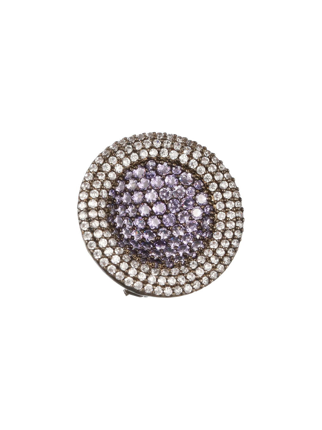 Priyaasi Purple Round American Diamond Silver-Plated Stud Earrings