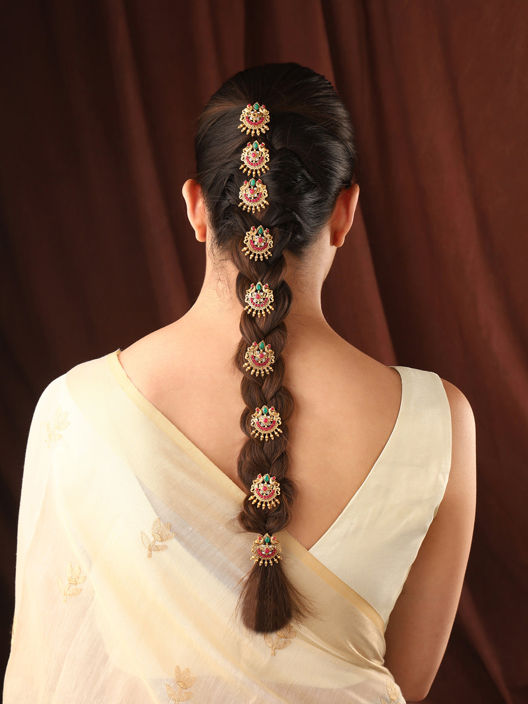 Priyaasi Floral Temple Stones Hair Accessories