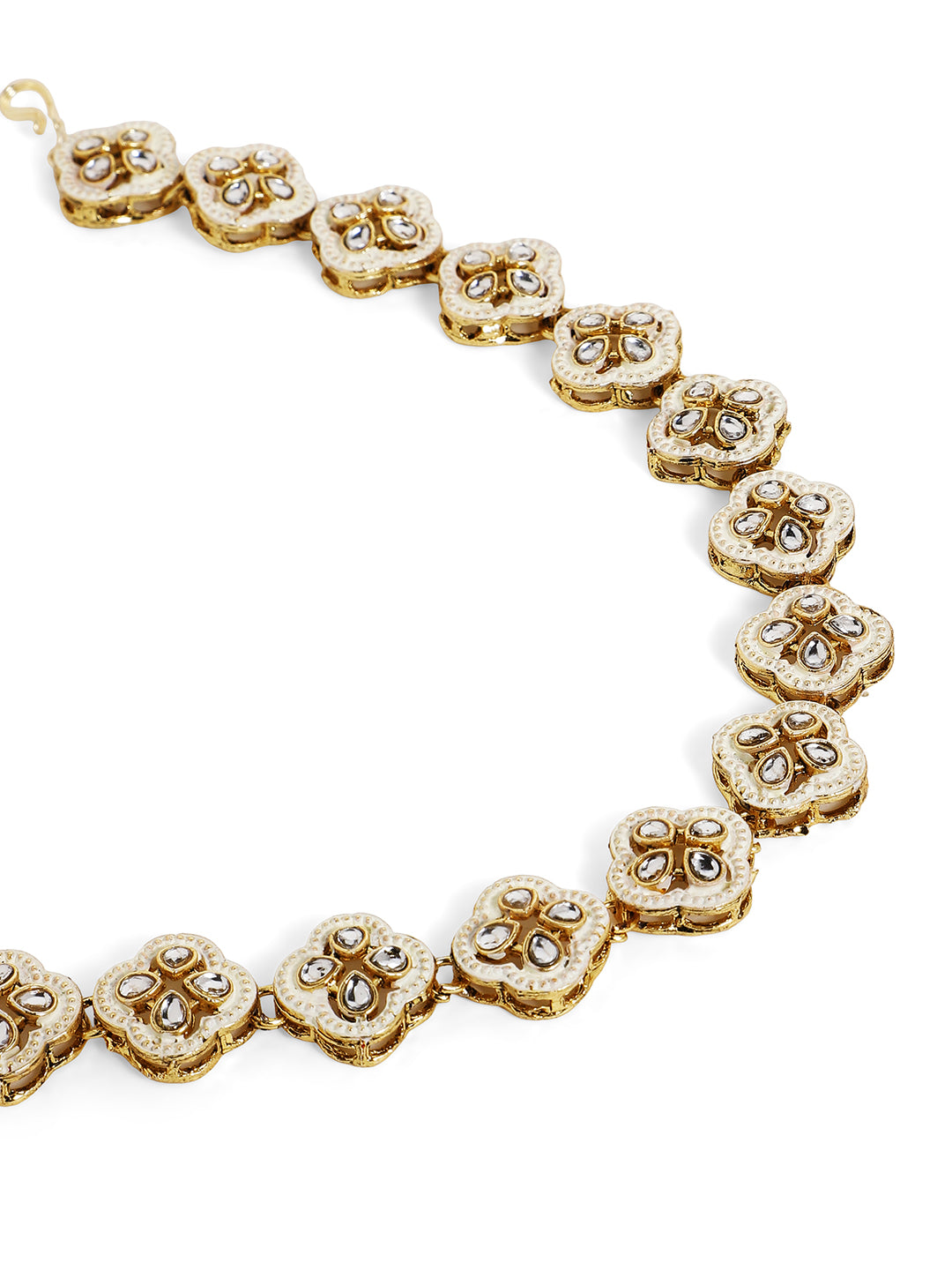 Floral Kundan White Elegance Gold Plated Matha Patti