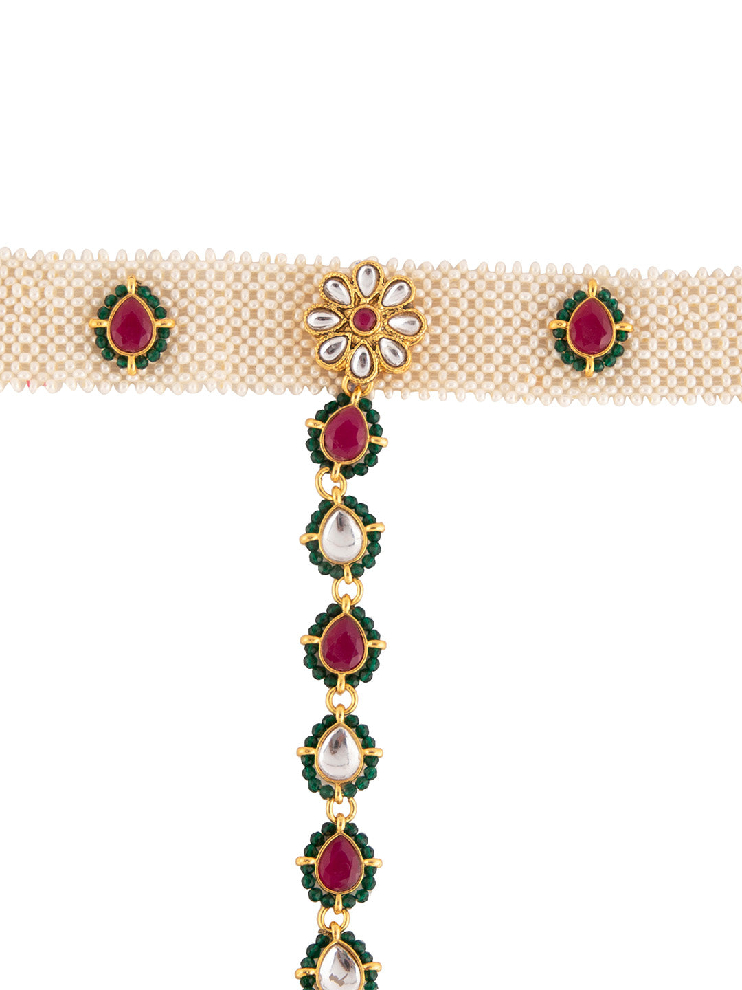 Priyaasi Gold Plated Floral Kundan Haathphool