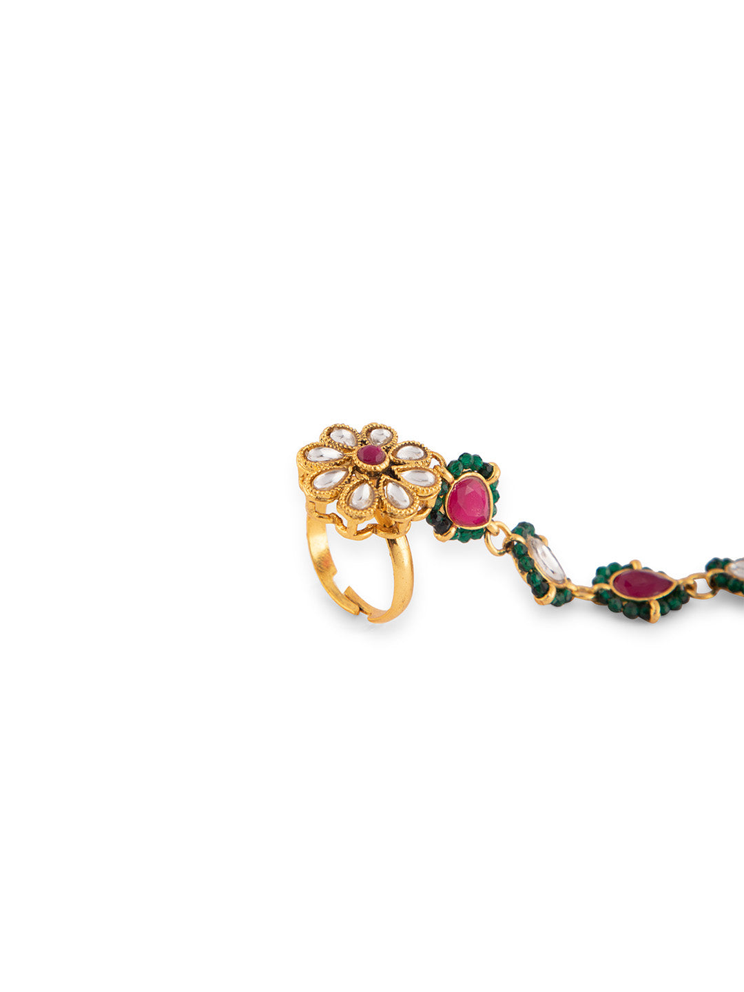 Priyaasi Gold Plated Floral Kundan Haathphool
