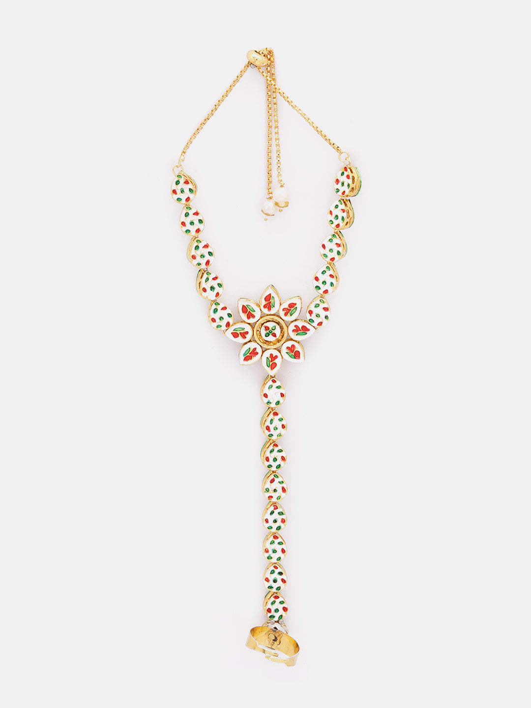 Priyaasi FLoral Design Kundan Gold Plated Adjustable hathphool