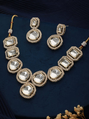 Geometric Glam Polki Kundan Gold-Plated Jewellery Set