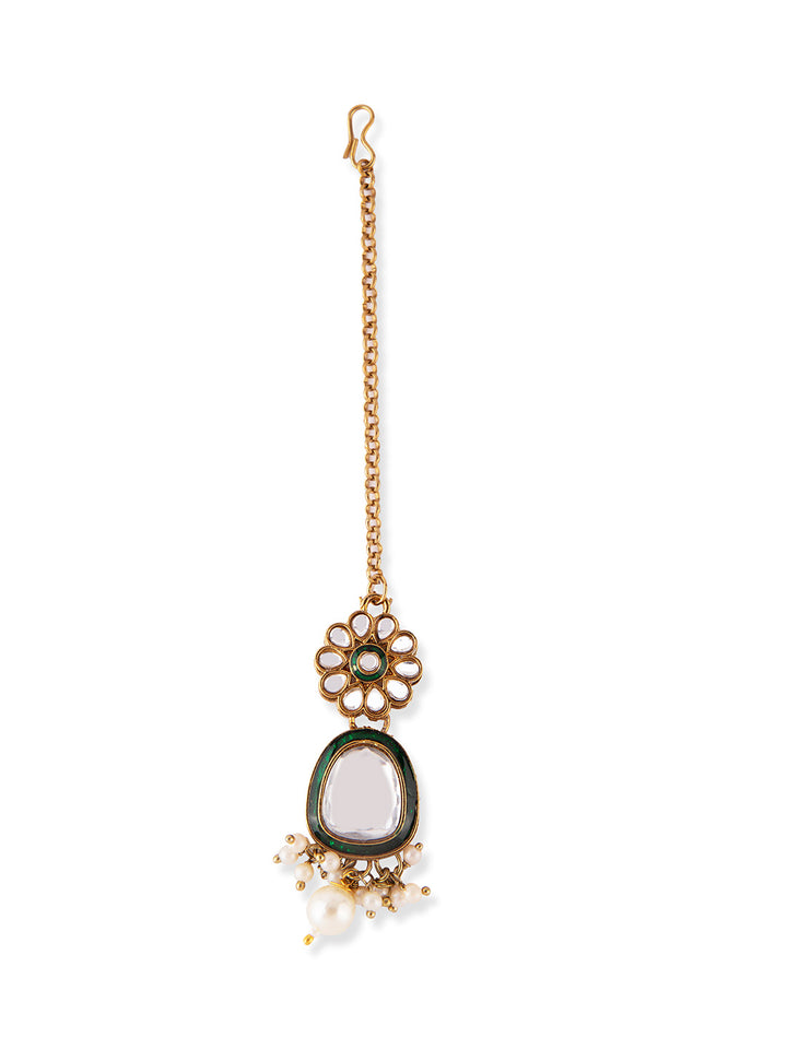 Priyaasi Gold Plated Kundan Jewellery Set with Maangtika