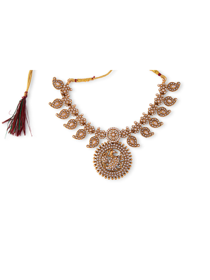 Priyaasi Pearl Studded Peacock Gold Plated Jewellery Set