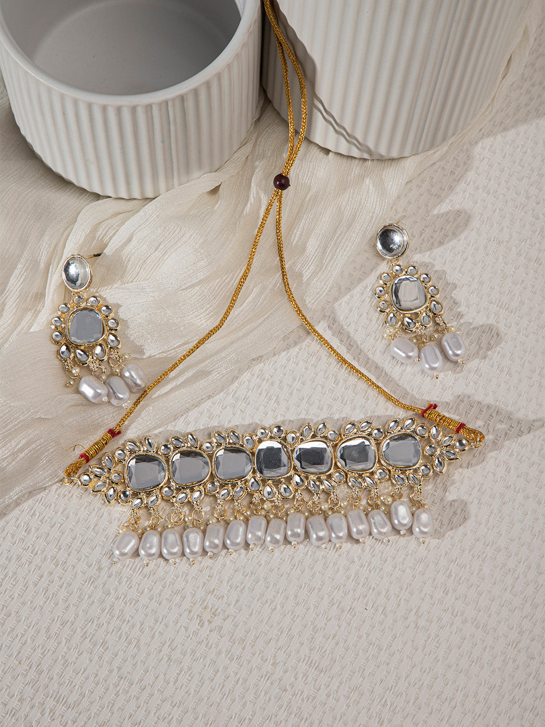 Priyaasi Gold Plated Kundan Choker Jewellery Set
