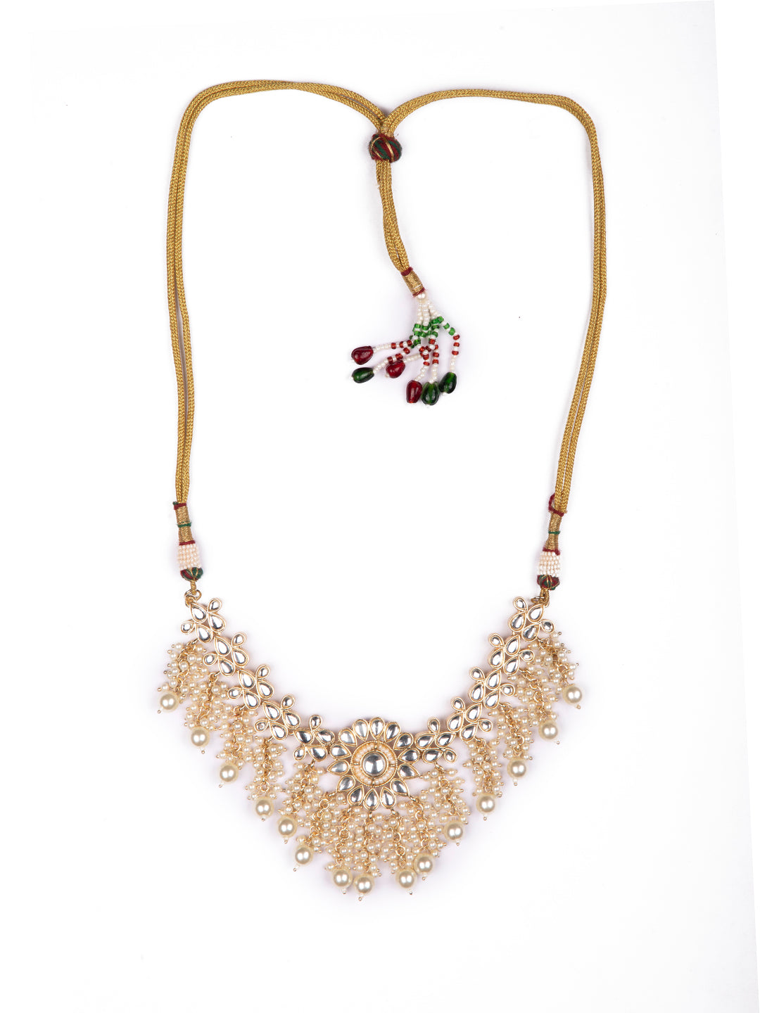 Priyaasi Gold & White Floral Kundan Jewellery Set