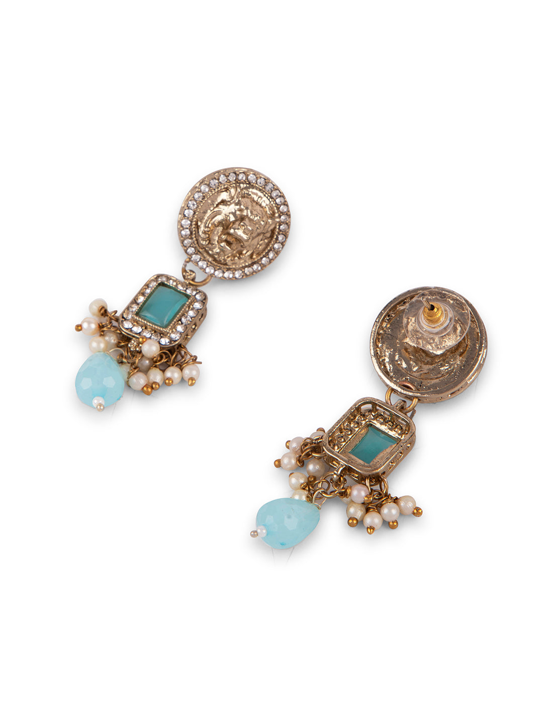Priyaasi Sky Blue Stone Studded Gold Plated Jewellery Set