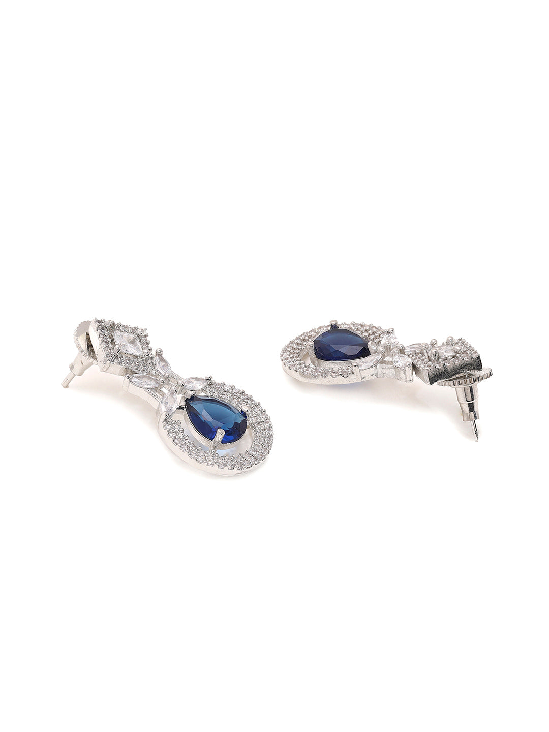Priyaasi Radiant American Diamond and Blue Stones Jewellery Set