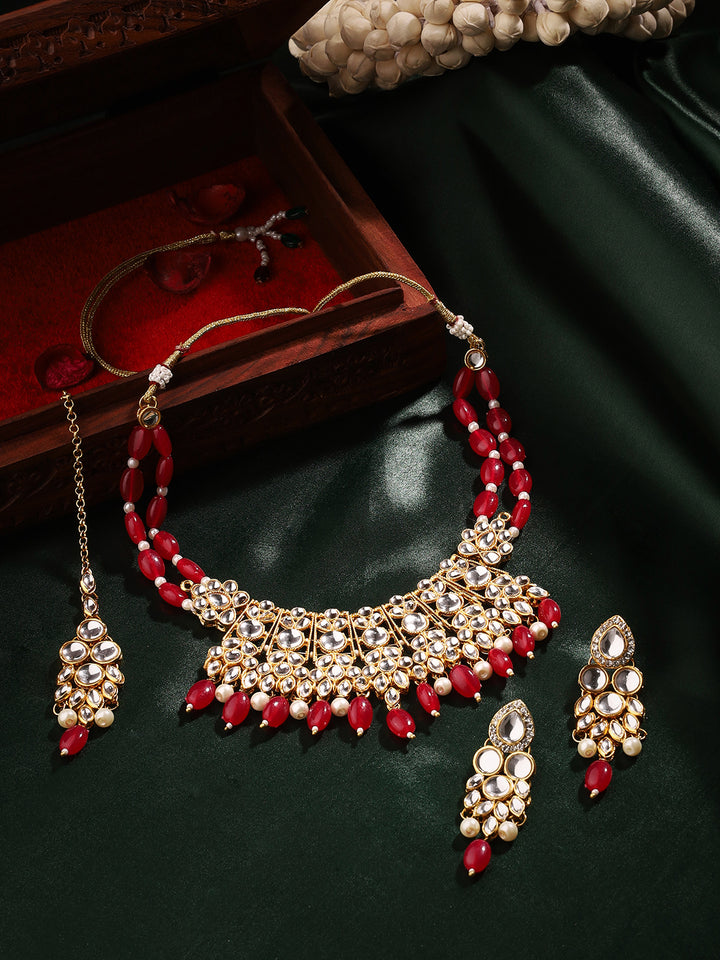 Priyaasi The Combo of Radiant Rubies and Elegant Kundan Jewellery Set