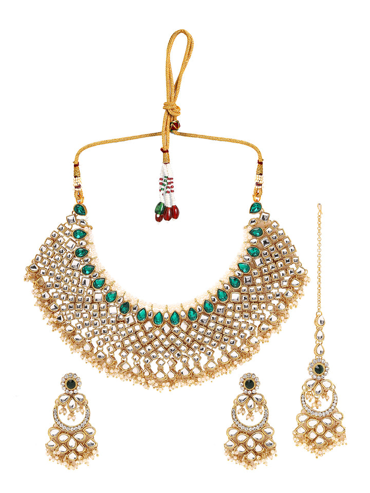 Priyaasi Majestic Chandbali Jewellery Set with Maangtika