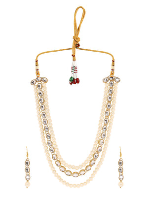 Priyaasi Elegance in Harmony with Kundans and Pearls Jewellery Set