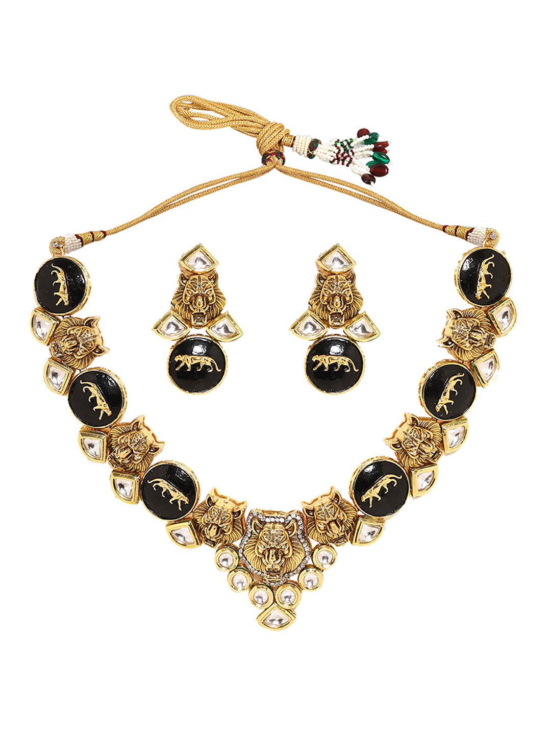 Priyaasi Regal Radiance with Lion Face Kundan Jewellery Set