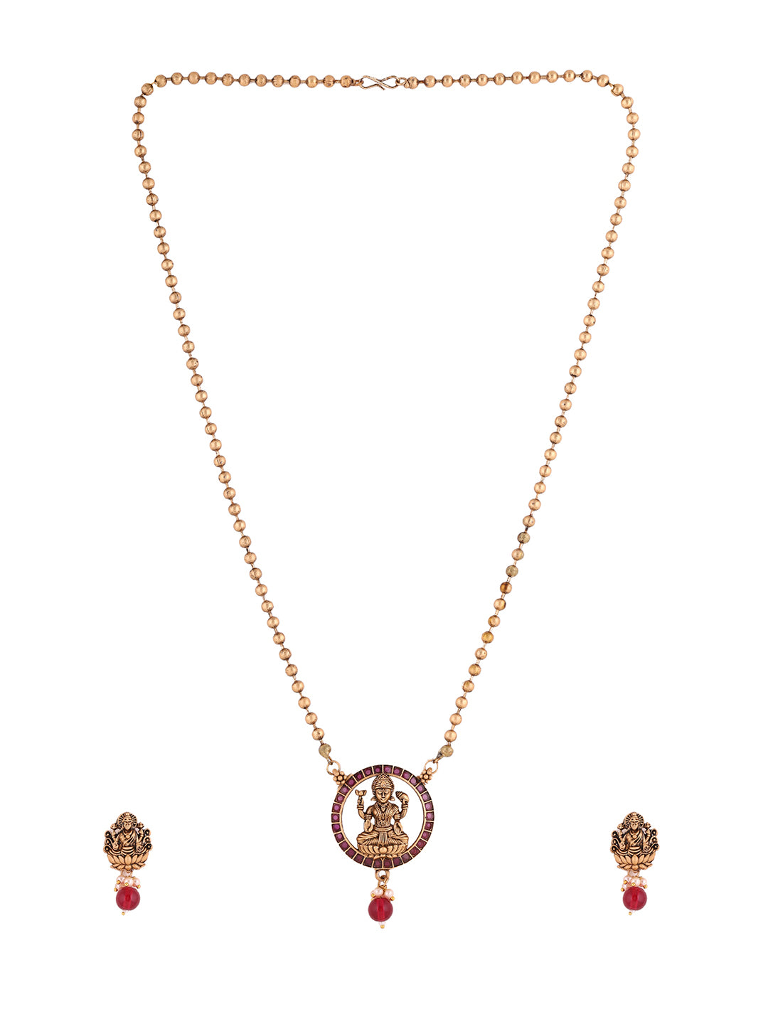 Priyaasi Temple Ruby Stoned Jewellery Set