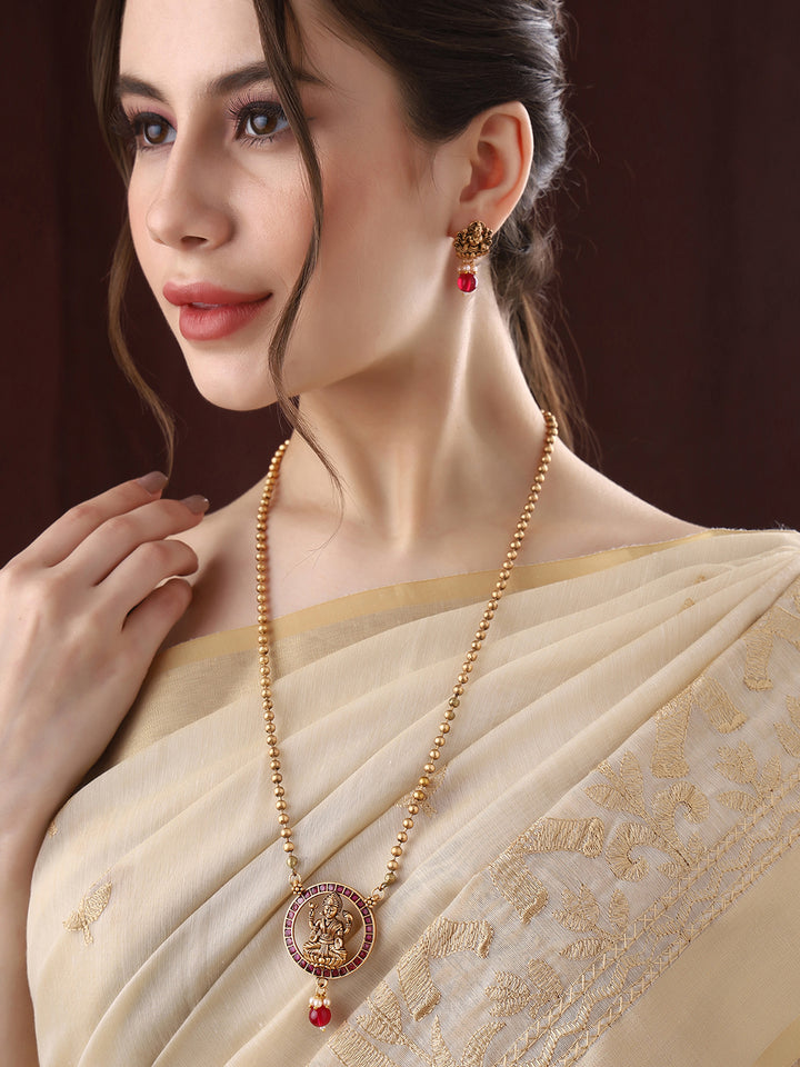 Priyaasi Temple Ruby Stoned Jewellery Set