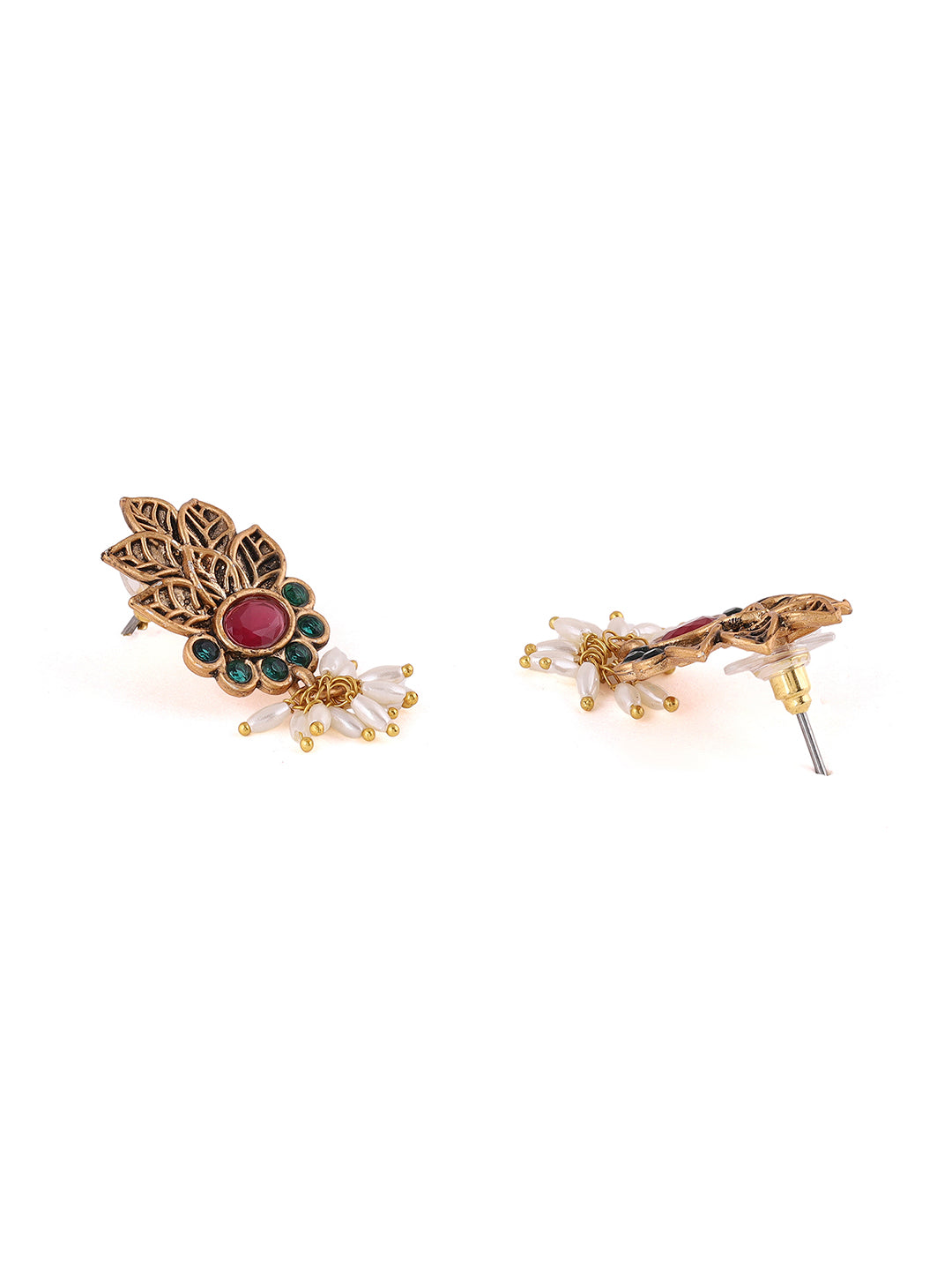Priyaasi Temple Green and Ruby Stones Jewellery Set