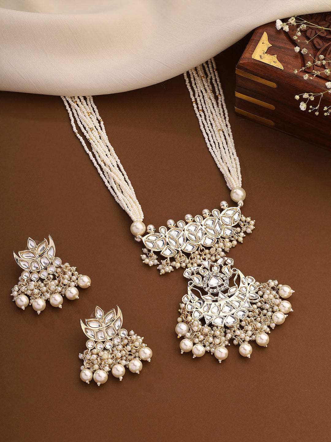 Priyaasi Pearl and Kundan Long Jewellery Set