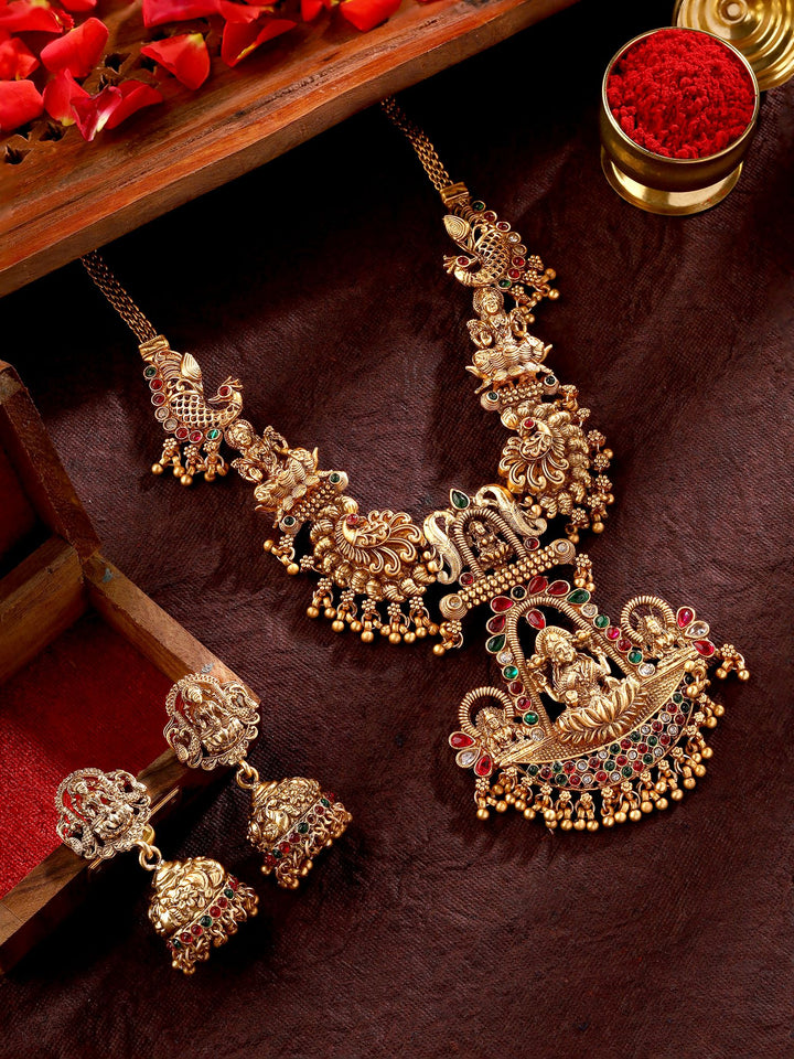 Priyaasi Temple Peacock and Goddess Jewellery Set