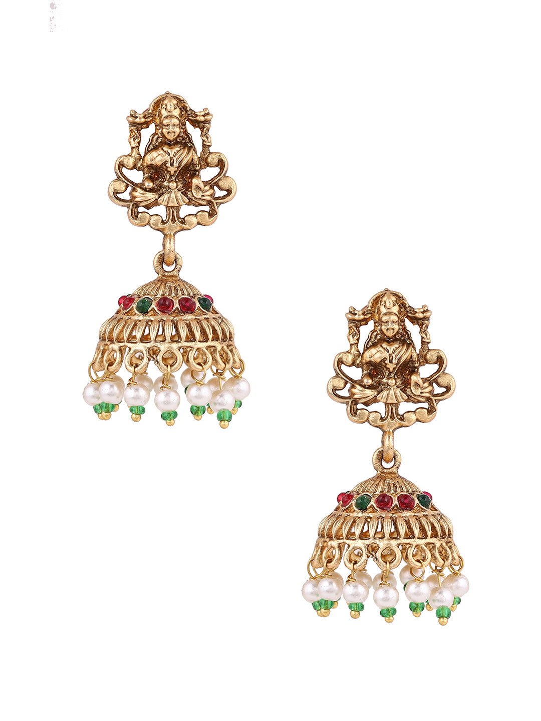 Priyaasi Temple Goddess Green Beads Jewellery Set