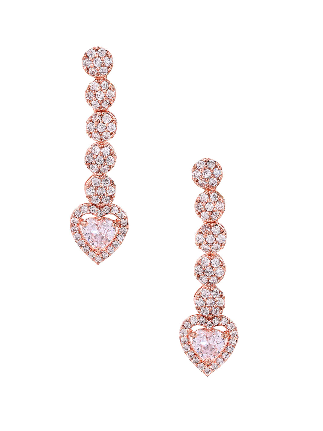 Priyaasi Lovely Love Shaped American Diamond Rose Gold Jewellery Set