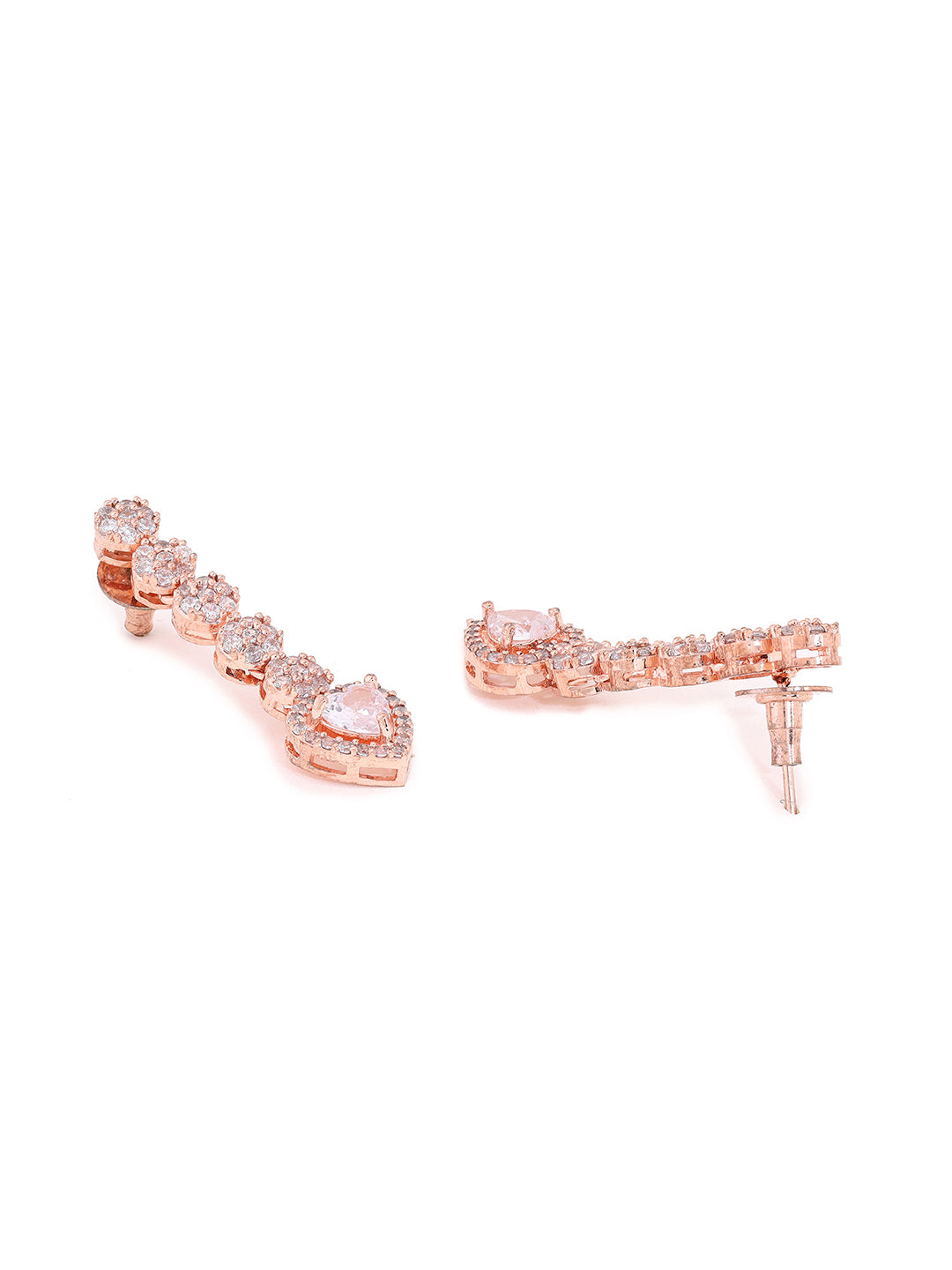 Priyaasi Lovely Love Shaped American Diamond Rose Gold Jewellery Set