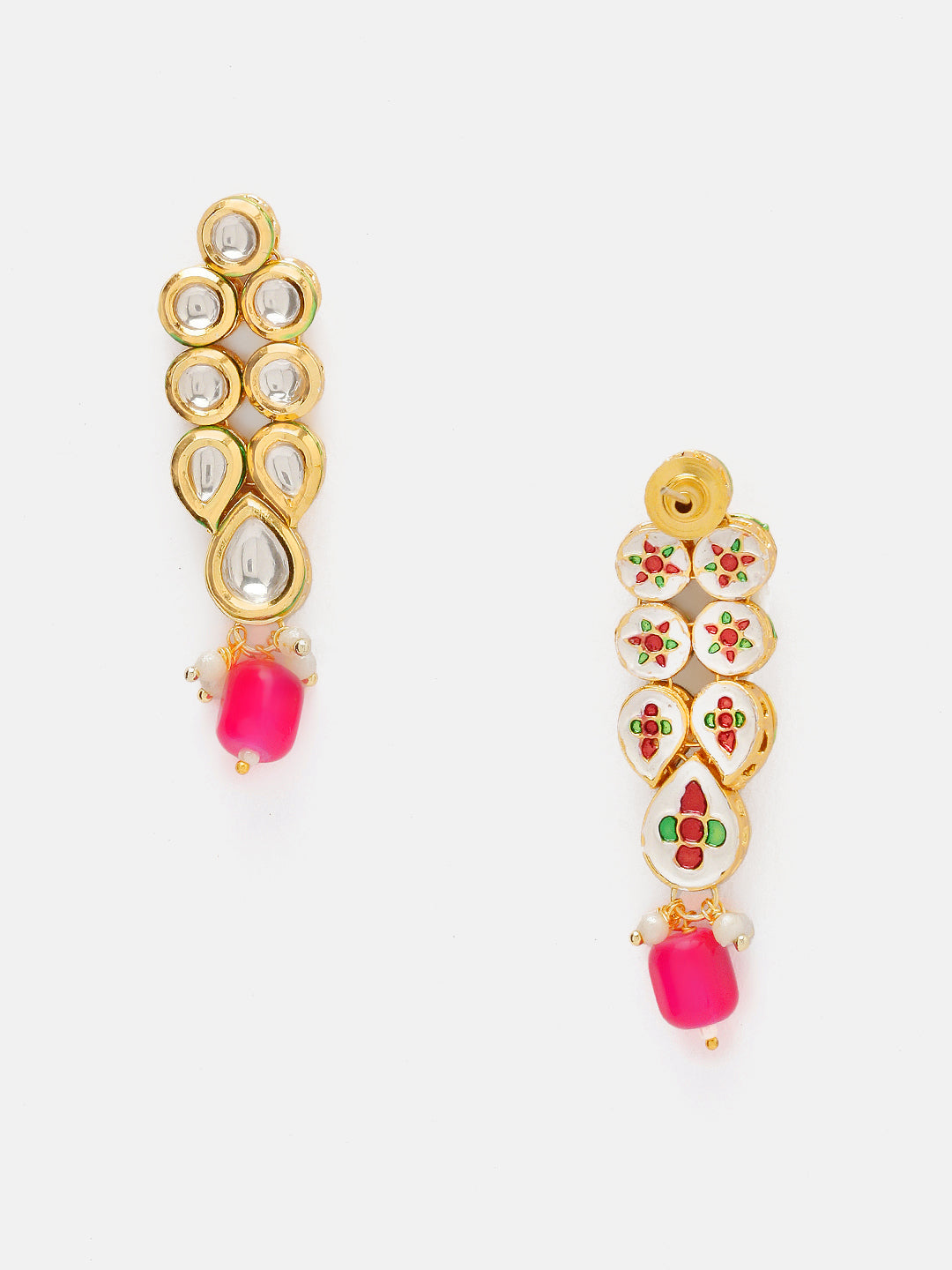 Priyaasi Plain Red Beads Kundan Gold Plated Design with Kundan Earrings Jewellery Set