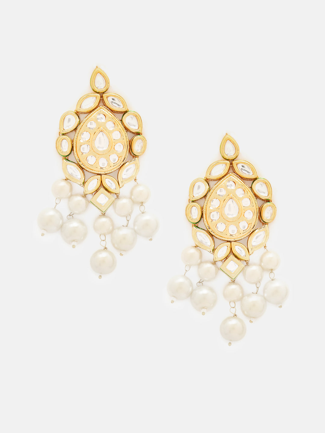Priyaasi Kundan Pearl Floral Design Choker with Kundan Earrings Jewellery Set