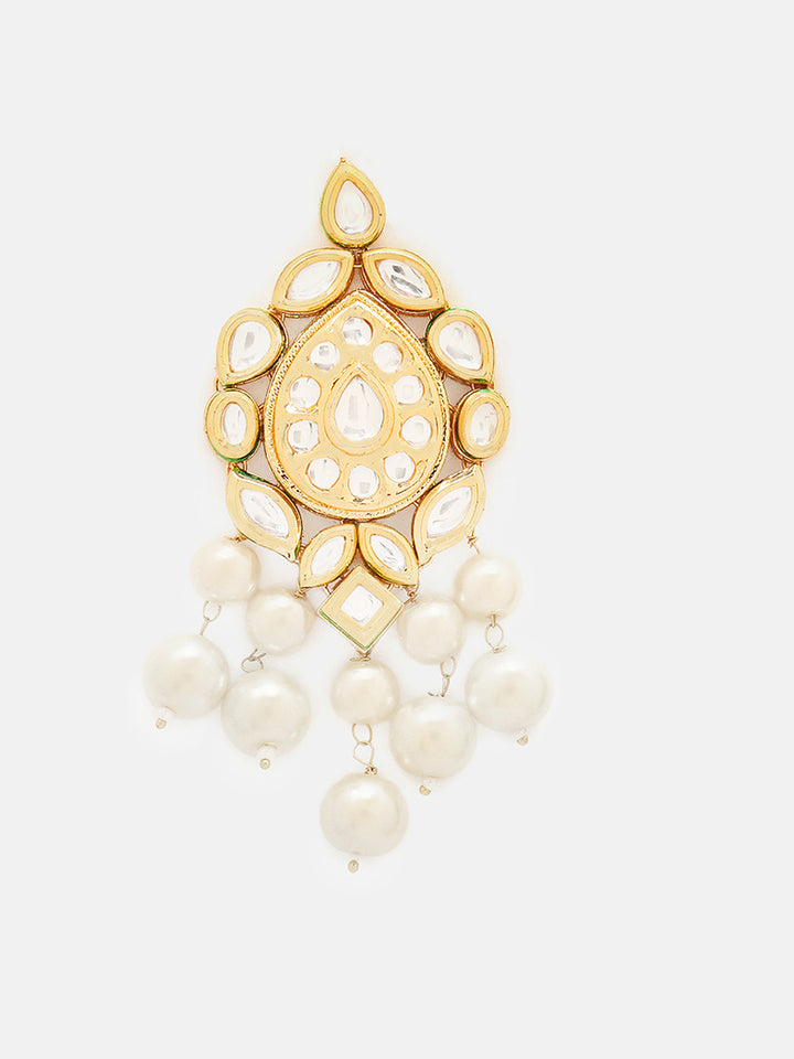 Priyaasi Kundan Pearl Floral Design Choker with Kundan Earrings Jewellery Set