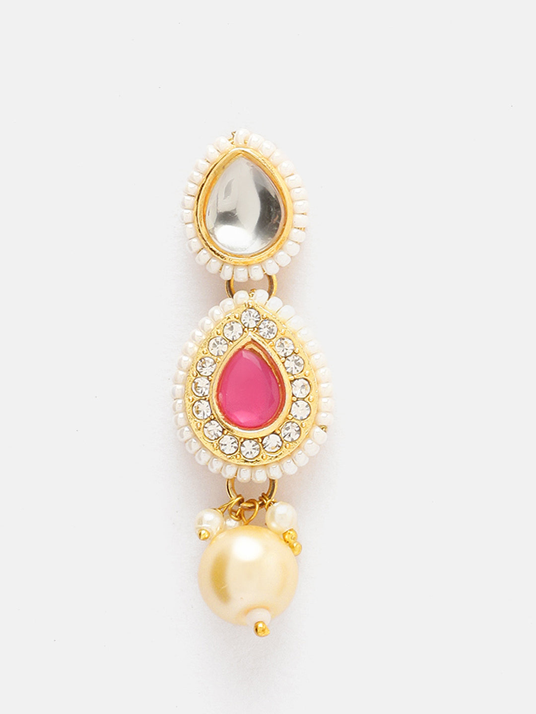 Priyaasi Multicolor Stoned Pearl GOld Plated Choker Necklace with Drop Style Earrings Jewellery Set