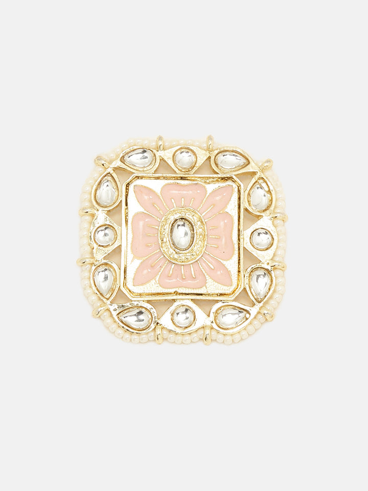 Priyaasi Plain Pink Meenakari Kundan Choker Design with Stud Earrings Jewellery Set