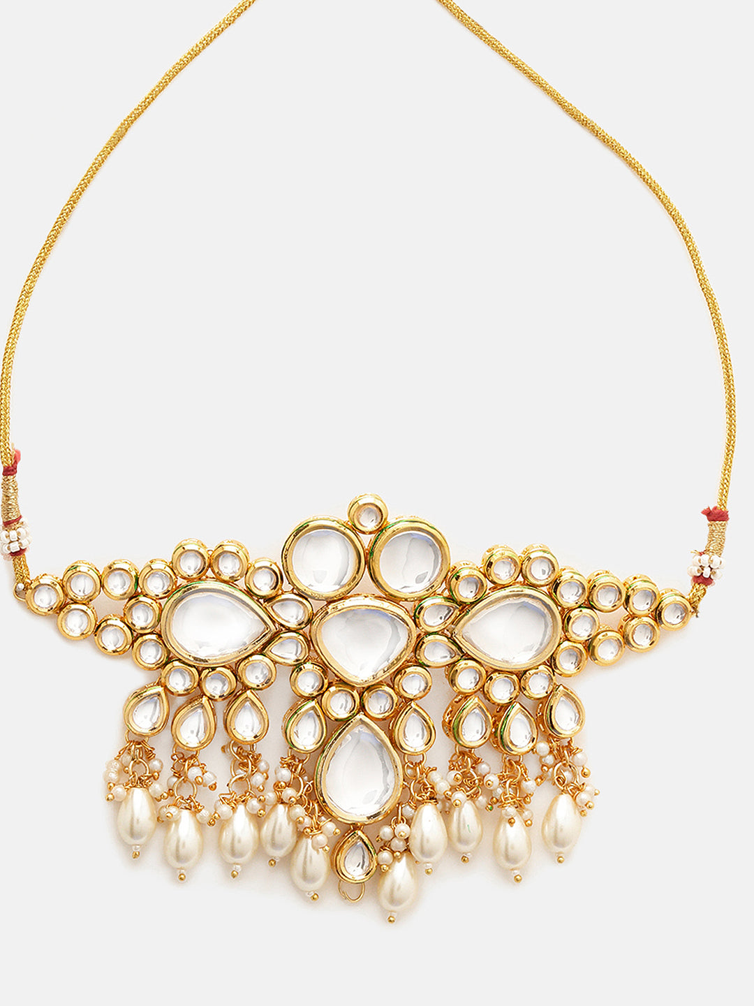 Priyaasi Finest Kundan Gold Plated Choker Necklace with Chic Drop Pearl Earring Jewellery Set