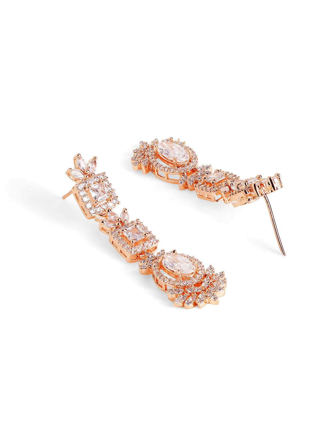 Priyaasi Rose Gold Plated American Diamond Jewellery Set