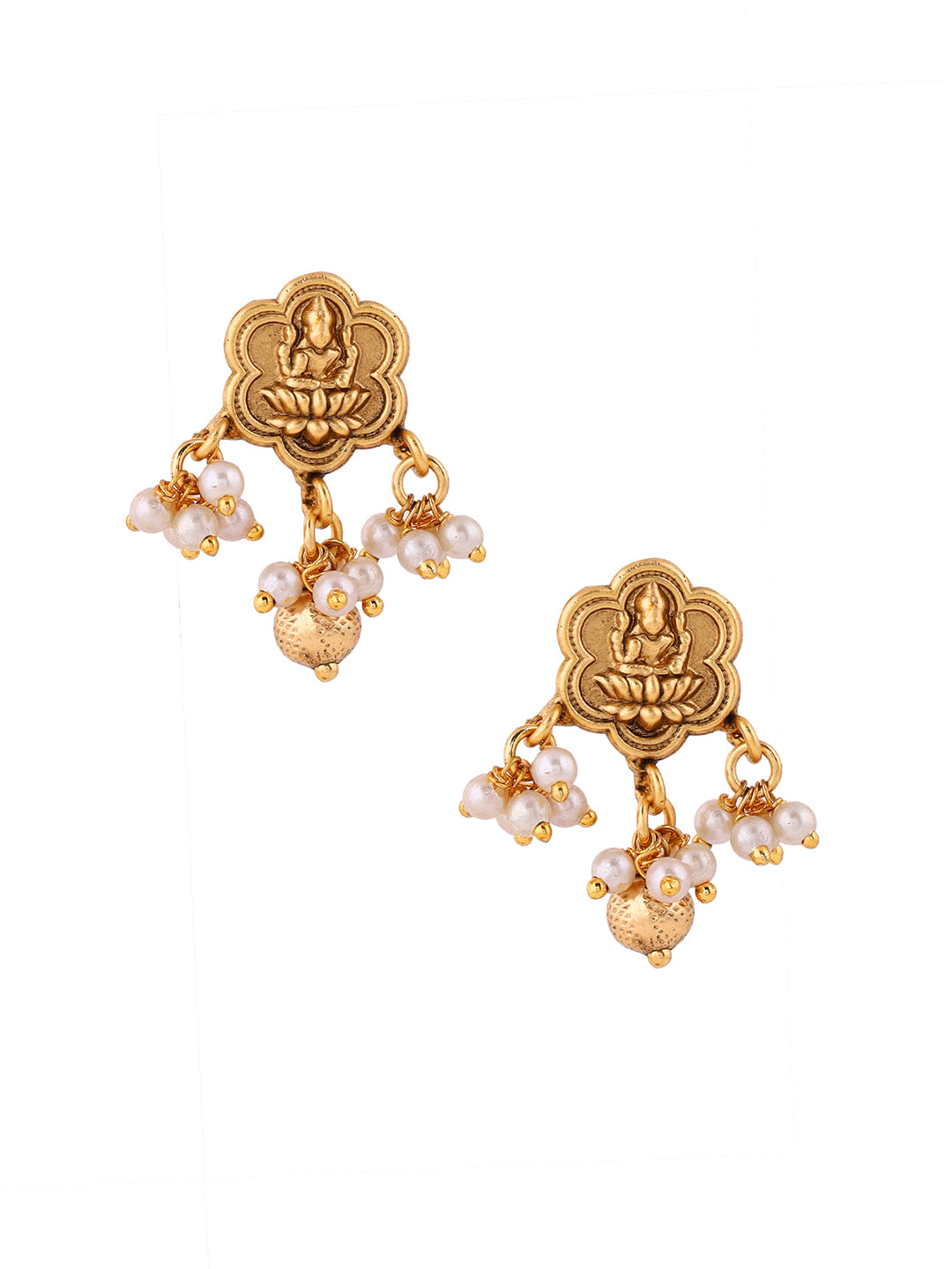 Lakshmi Pendant with Pearl Elegance Chocker Necklace Gold Plated Earrings Jewellery Set