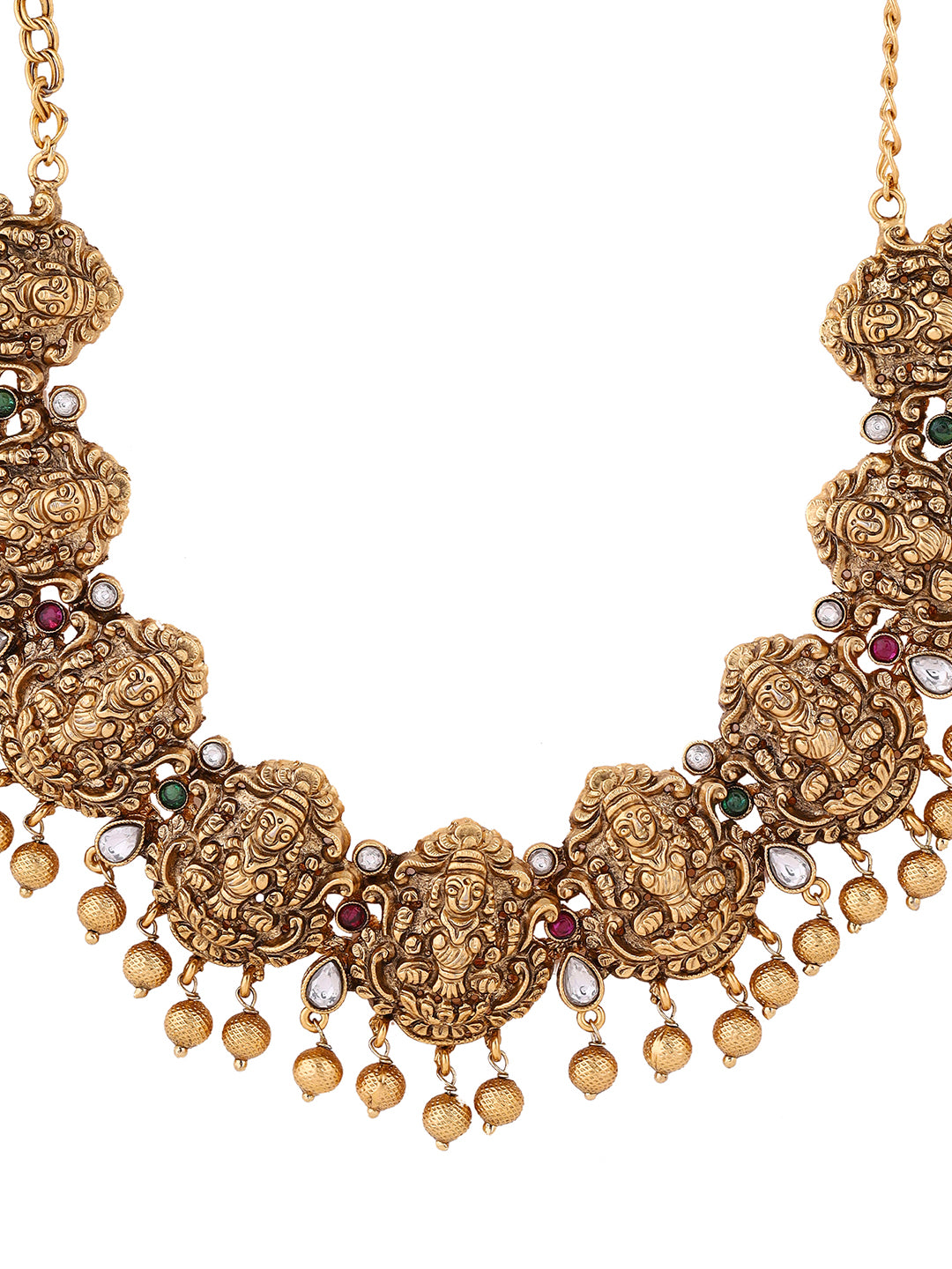 Goddess Nakshi Design Gold Plated Necklace with Earrings Jewellery Set