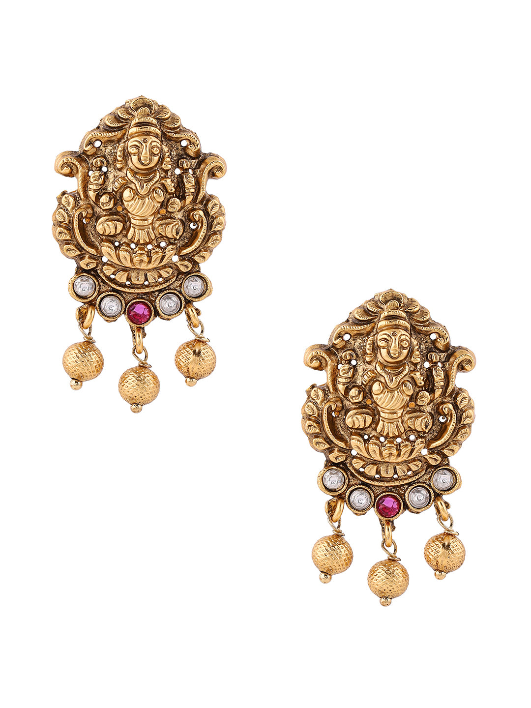 Goddess Nakshi Design Gold Plated Necklace with Earrings Jewellery Set