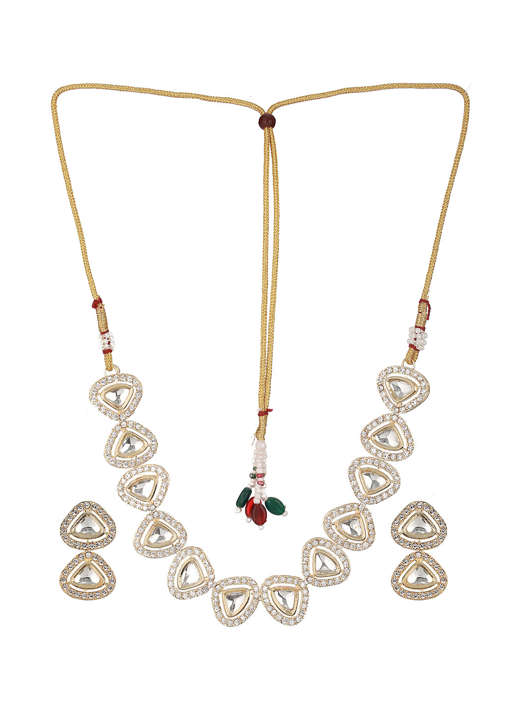 Pretty Polki Kundan Studded Gold-Plated Jewellery Set