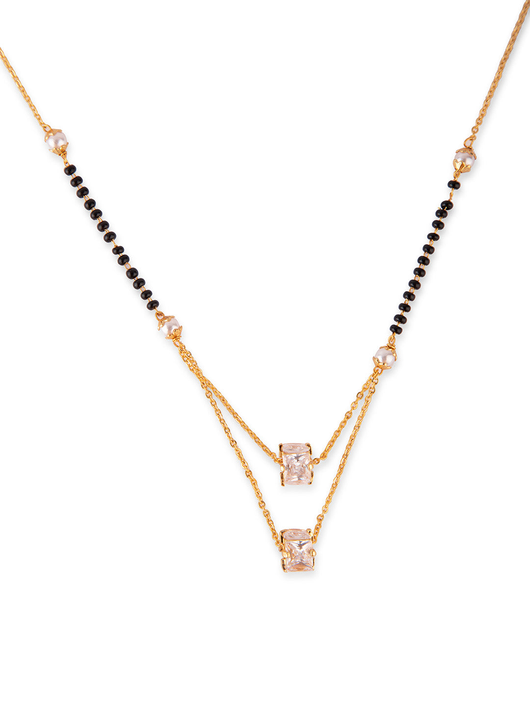 Priyaasi Gold Plated Black Beads Mangalsutra